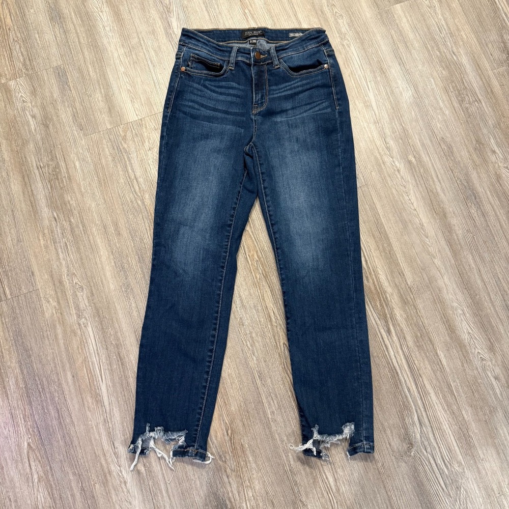 Judy Blue High Rise Distressed Jeans - Dark Blue